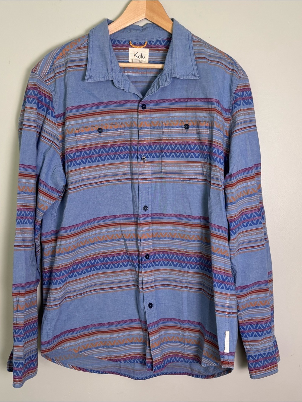 Urban Outfitters Koto Men's Western/Southwestern Long Sleeve Chambray Shirt-XL